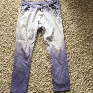Hand dip dyed stretchy cotton pants.